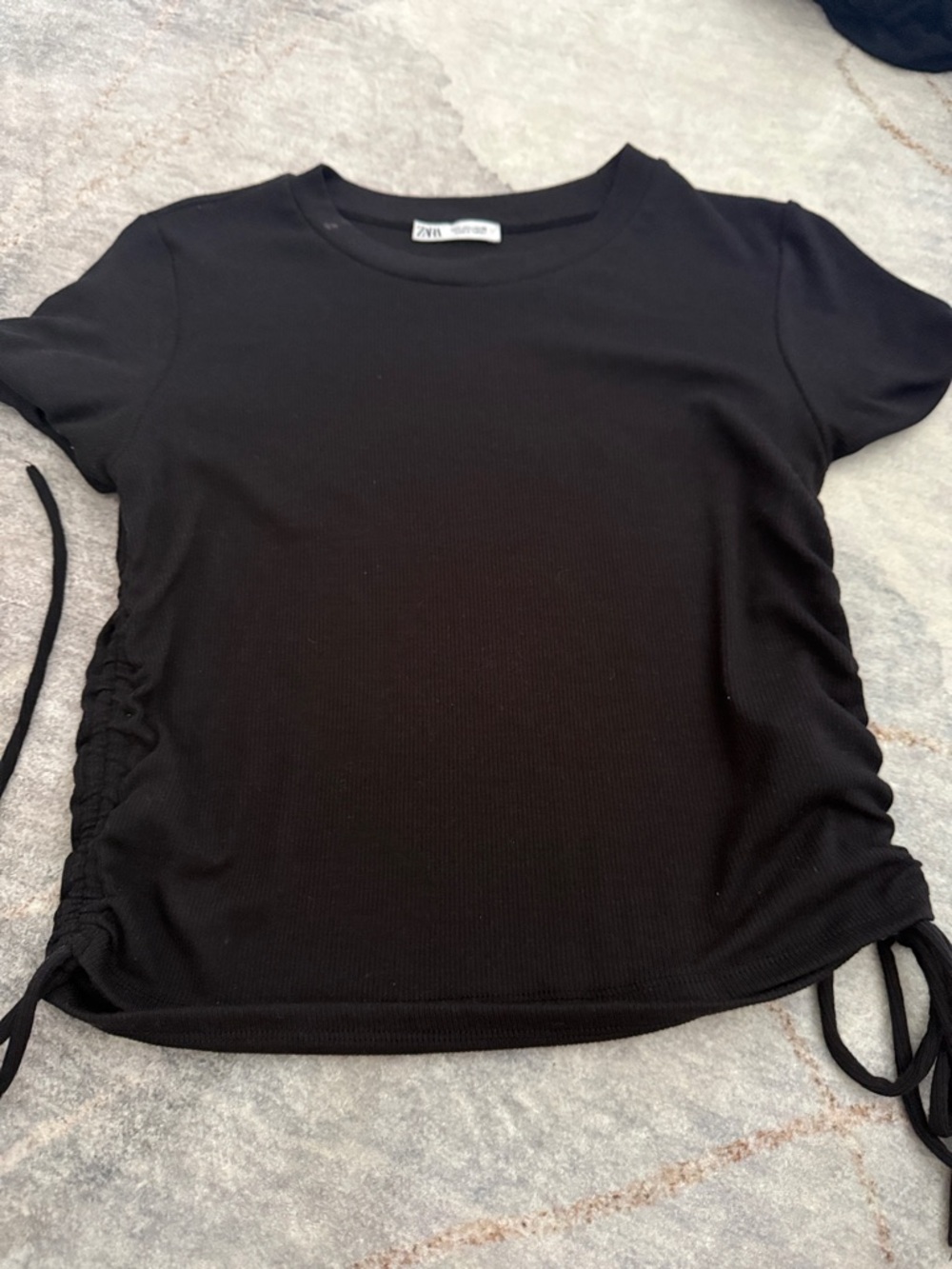 Zara Black Short Sleeve Tee with Side Ties